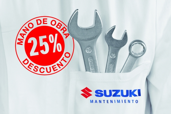 25% de descuento en la mano de obra del mantenimiento de tu Suzuki
